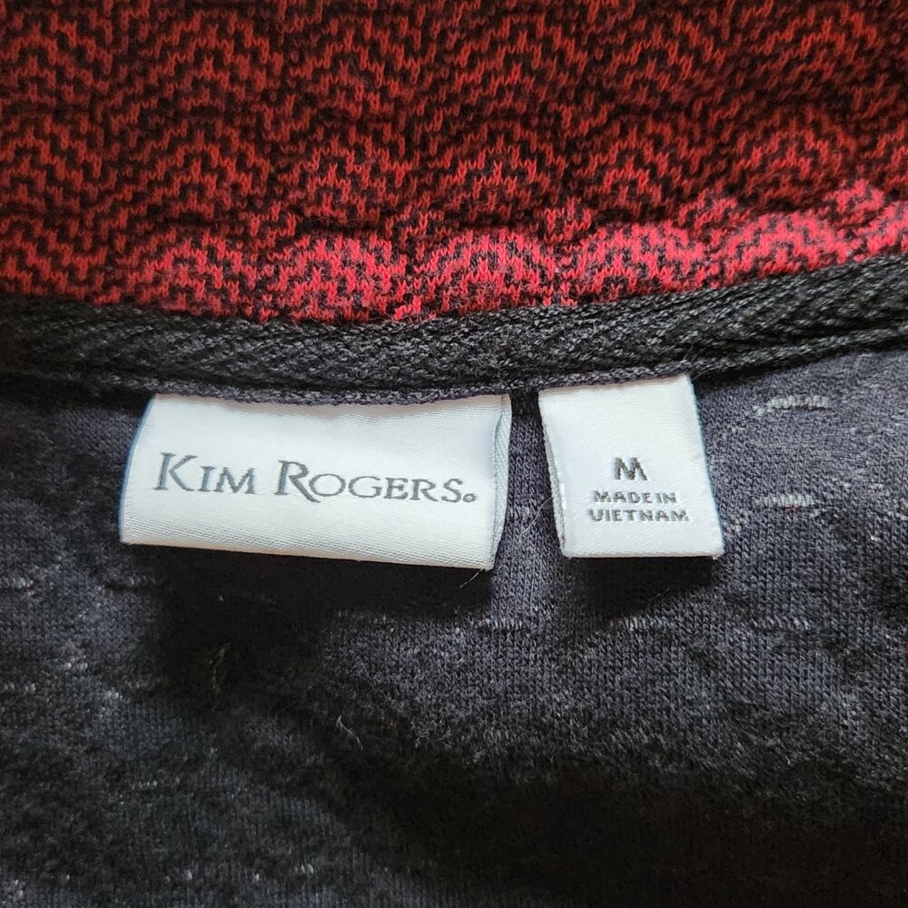 ❤️ 4/$20 Kim Rogers vest Women's medium Quilted red black zip-up Collar fall - Picture 12 of 16